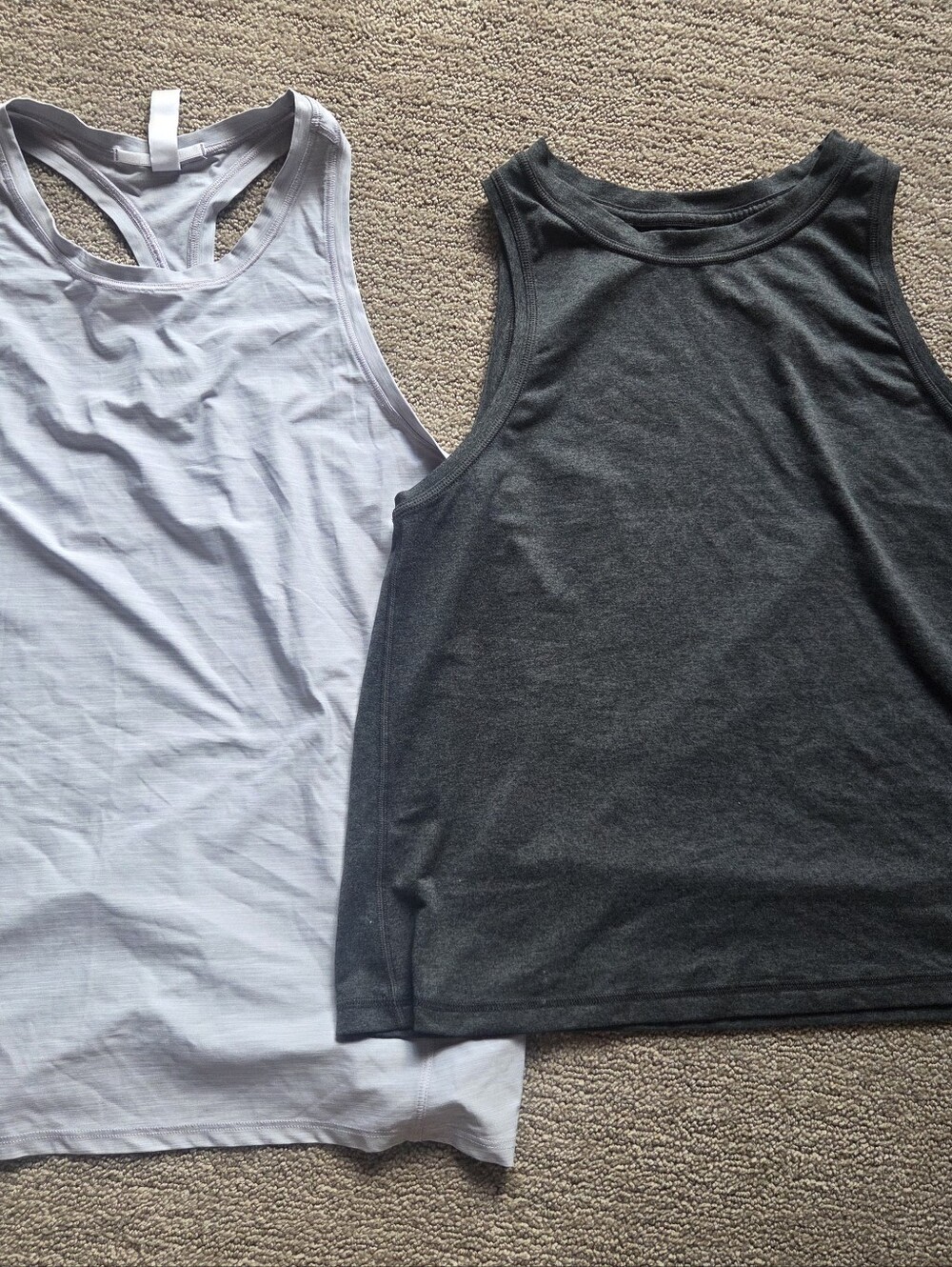 Athleta Light Gray Racerback Tank Top And Charcoal Gray Tank